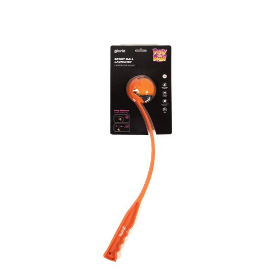 Lance-balles manuel pour chien, coloris orange - H.50cm