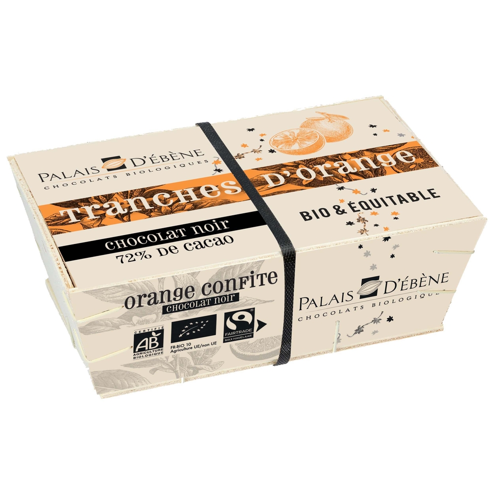Coffret d'oranges confites au chocolat noir bio - 120g