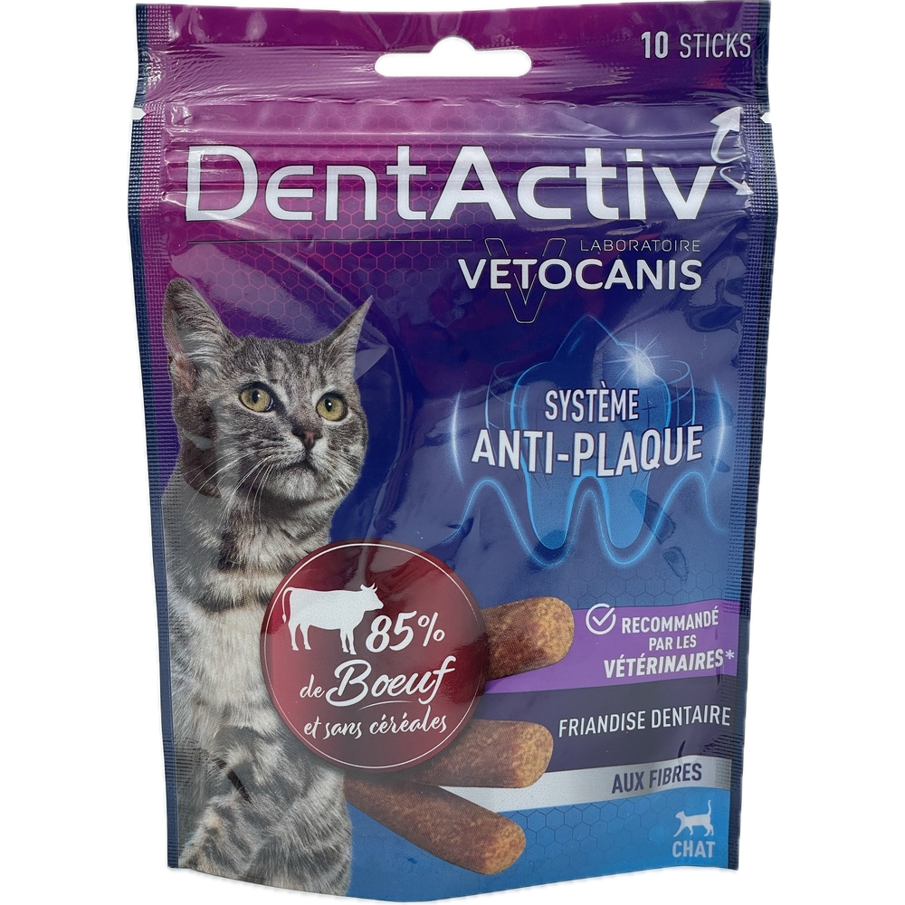 Dentactiv 10 sticks bœuf, pour chat