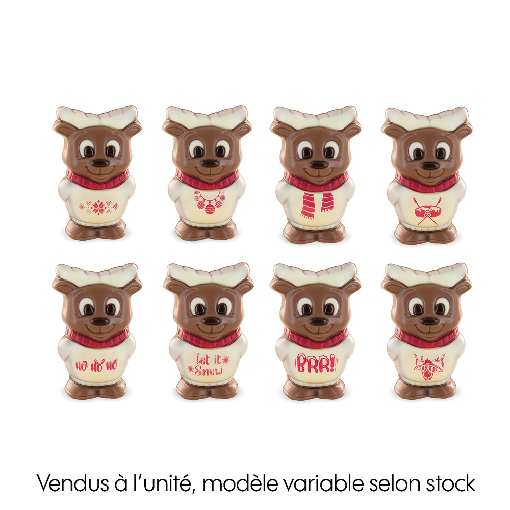 Figurine élan en chocolat au lait, plusieurs modèles disponibles - 40g