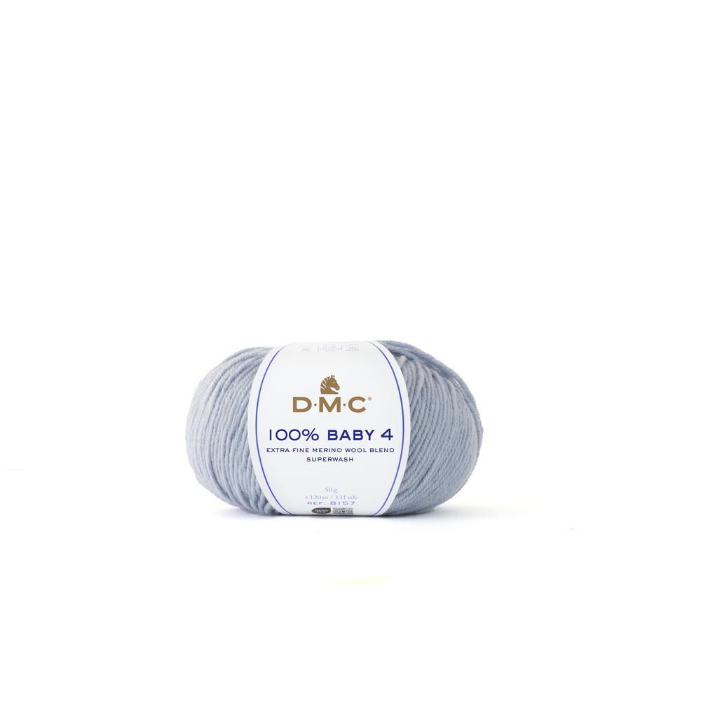 Pelote 100% Baby 4 en laine/polyamide, coloris bleu gris 109 - 50g