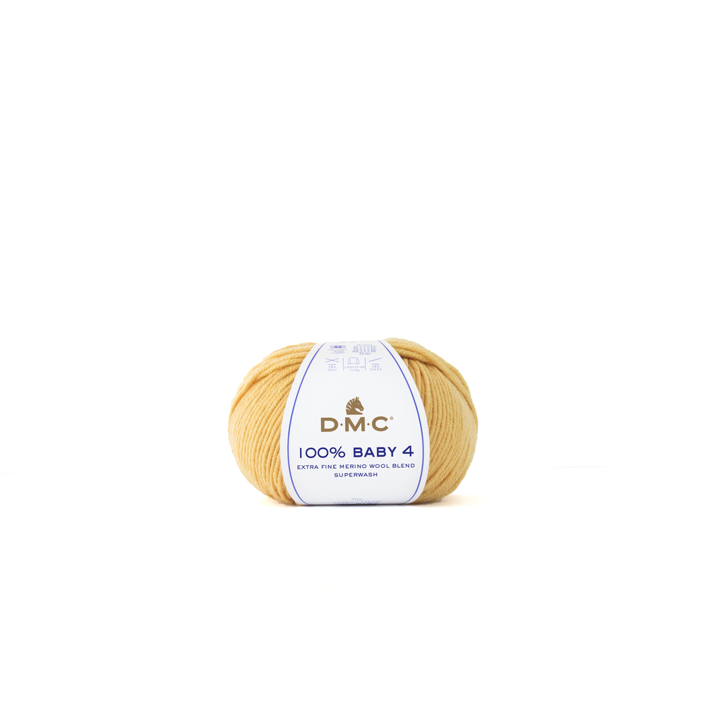 Pelote 100% Baby 4 en laine/polyamide, coloris jaune 110 - 50g