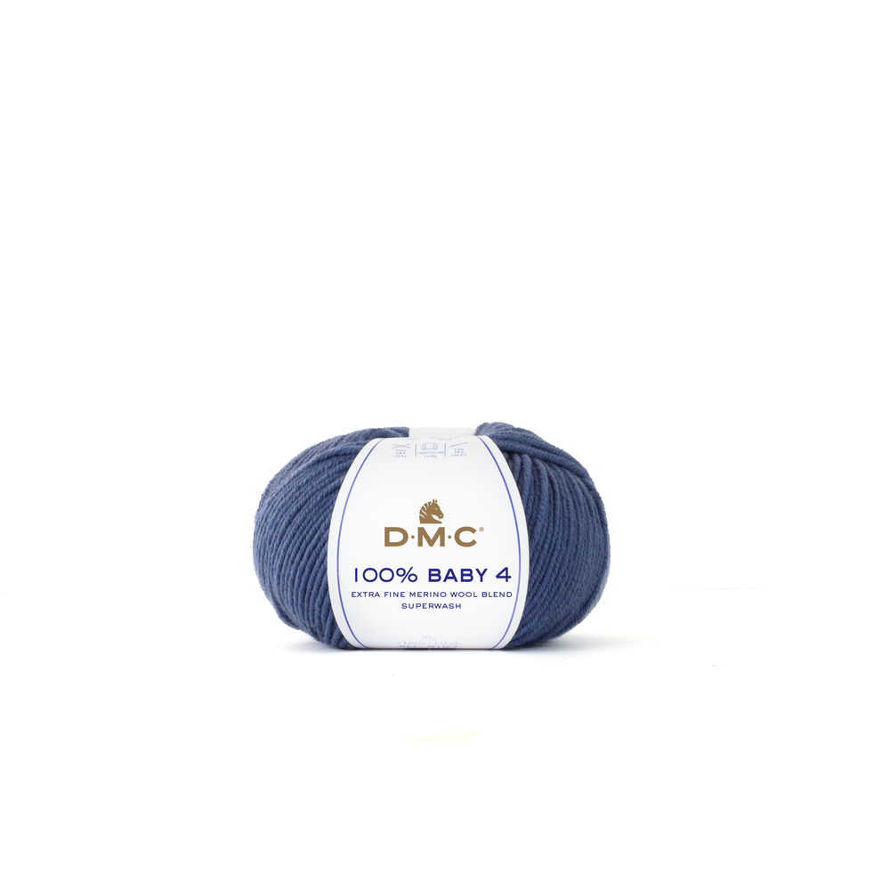 Pelote 100% Baby 4 en laine/polyamide, coloris bleu 111 - 50g