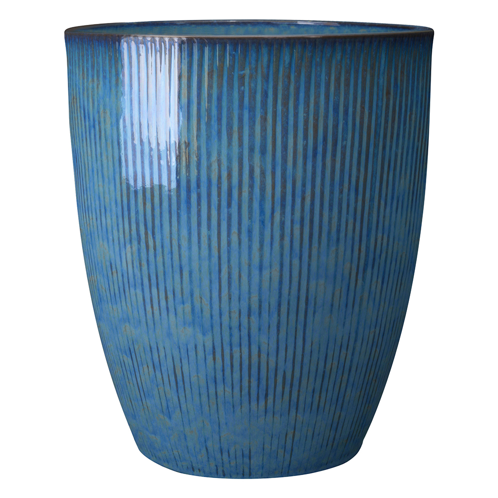 Vase haut Cielo en terre cuite émaillée, coloris bleu - D.32,5xH.37cm
