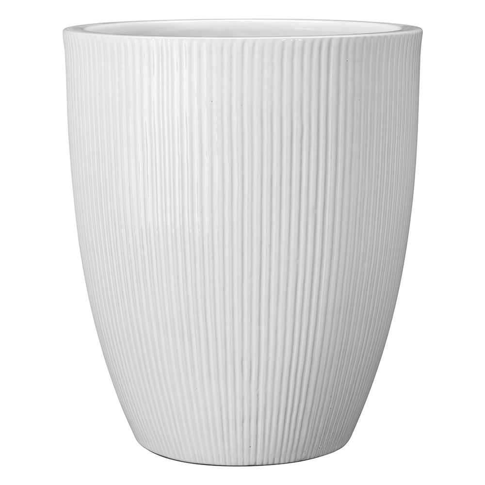Vase haut Cielo en terre cuite émaillée, coloris blanc - D.41,5xH.47cm