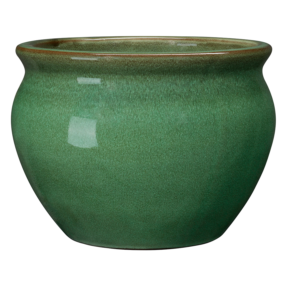 Pot Méditerranée, terre cuite émaillée, coloris olive - D.17xH.13,5cm
