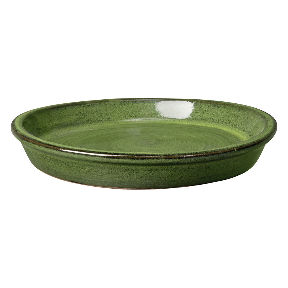 Soucoupe Tropic en terre cuite émaillée, coloris vert - D.18cm