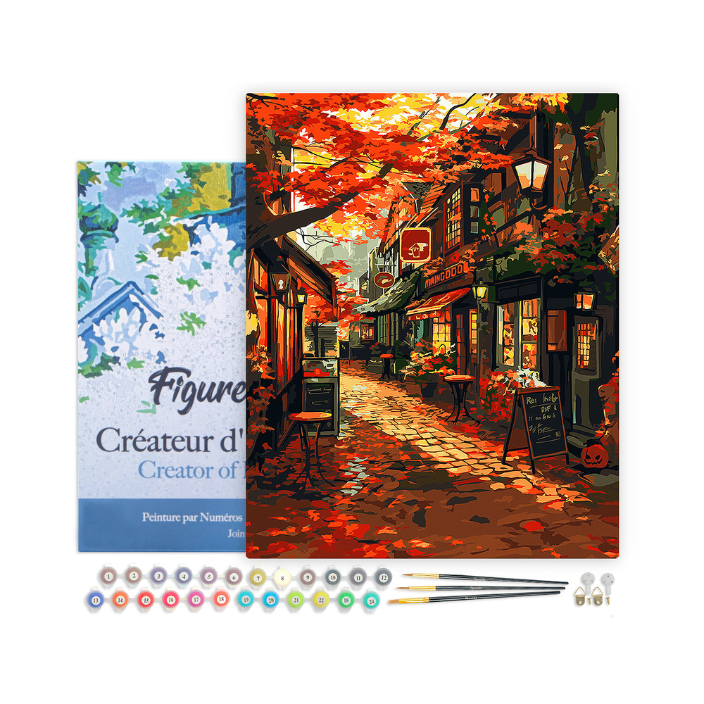 Kit de peinture par numéro 'Rue du café' - L.50xl.40cm