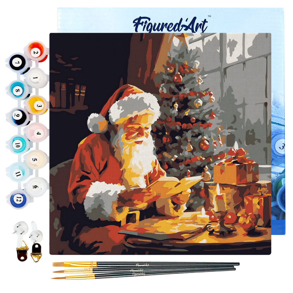 Mini kit de peinture par numéro 'Père Noël' - L.20xl.20cm