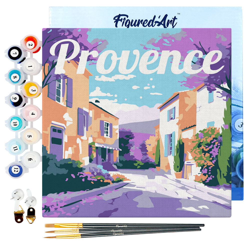 Mini kit de peinture par numéro 'Printemps en Provence' - L.20xl.20cm
