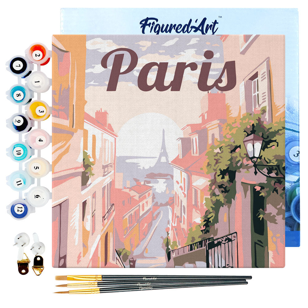 Mini kit de peinture par numéro 'Vue de Paris' - L.20xl.20cm