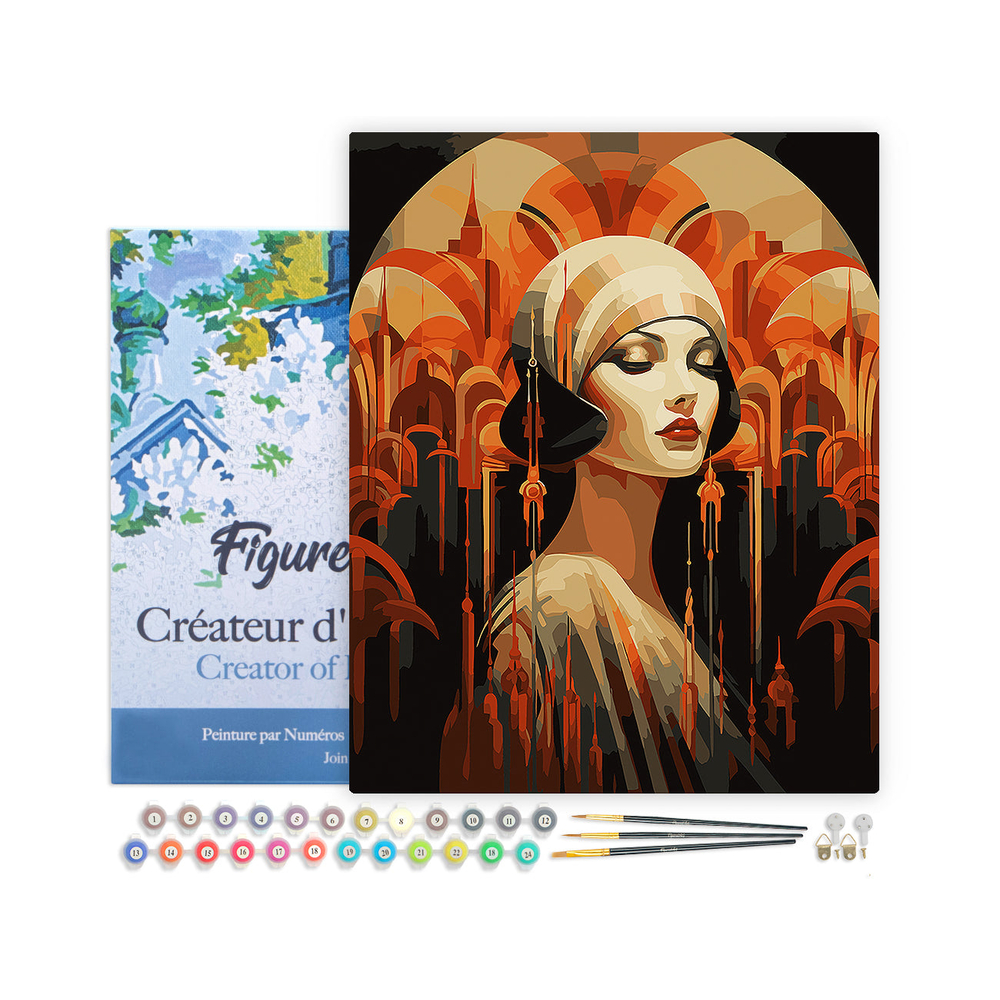 Kit de peinture par numéro 'Femme art déco' - L.50xl.40cm