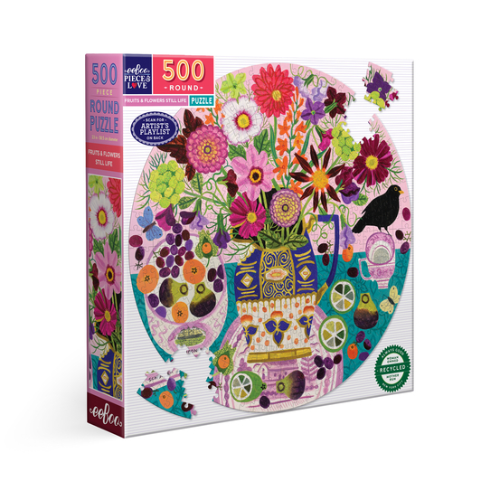 Puzzle rond Fruit Flowers Still Life, coloris mixte - 500 pièces