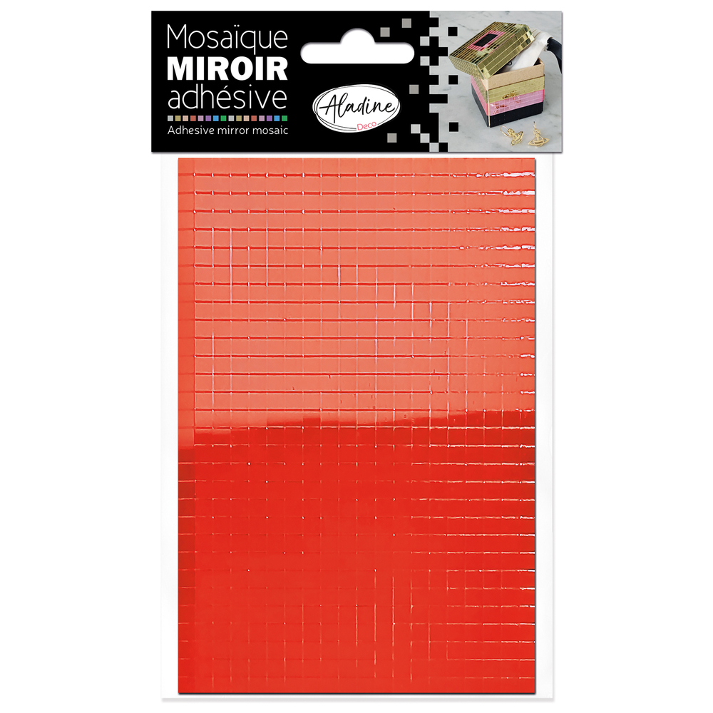 Planches mosaïque adhésive, effet miroir, coloris rouge - x2