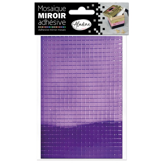 Planches mosaïque adhésive, effet miroir, coloris violet - x2