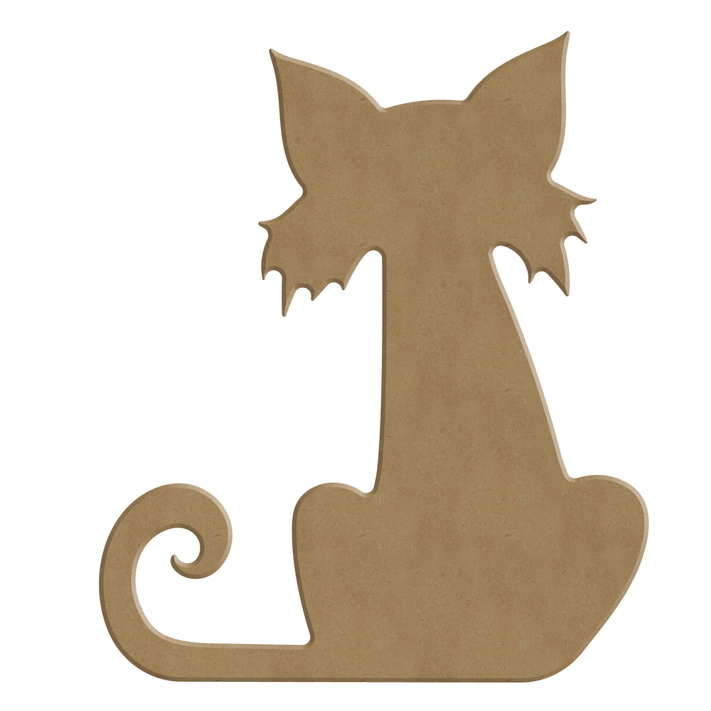 Décoration Halloween : chat DIY en bois - L.14xH.16cm