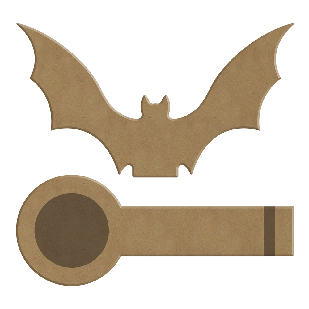 Support porte-bougie inversé, chauve-souris à décorer en bois - L.15cm