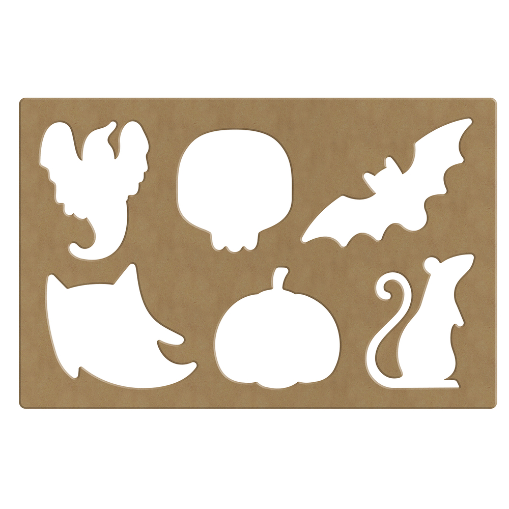 Planche gabarits Halloween en bois - L.27xH.19cm