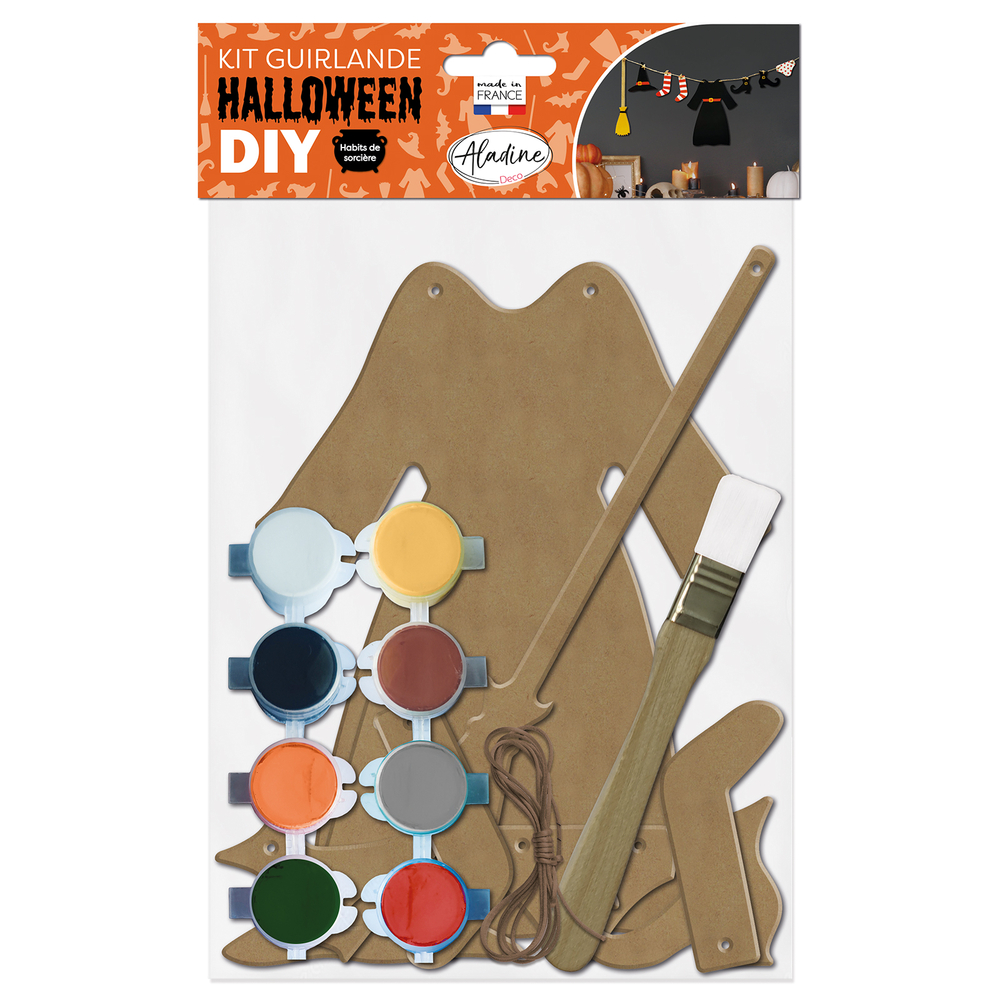 Kit support à décorer DIY : garde-robe 'Miss sorcière' - 11 pièces