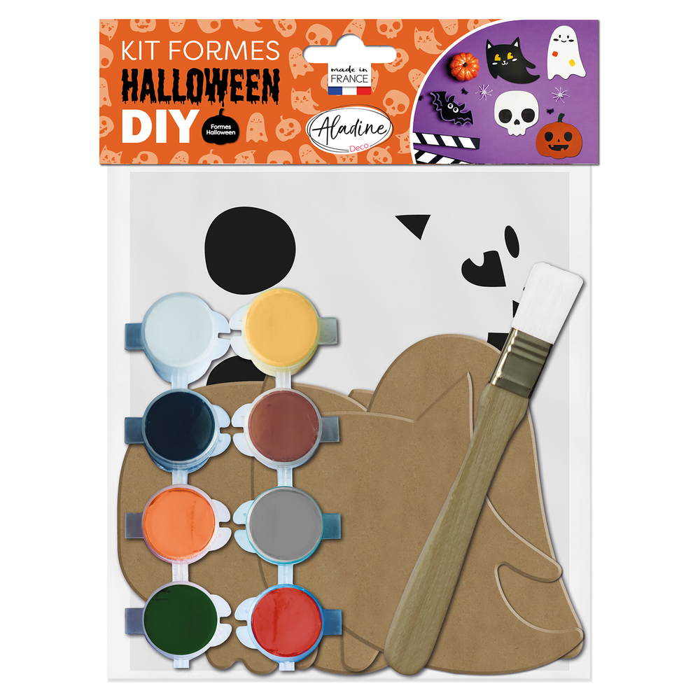 Kit support à décorer DIY : 4 formes Halloween - 7 pièces