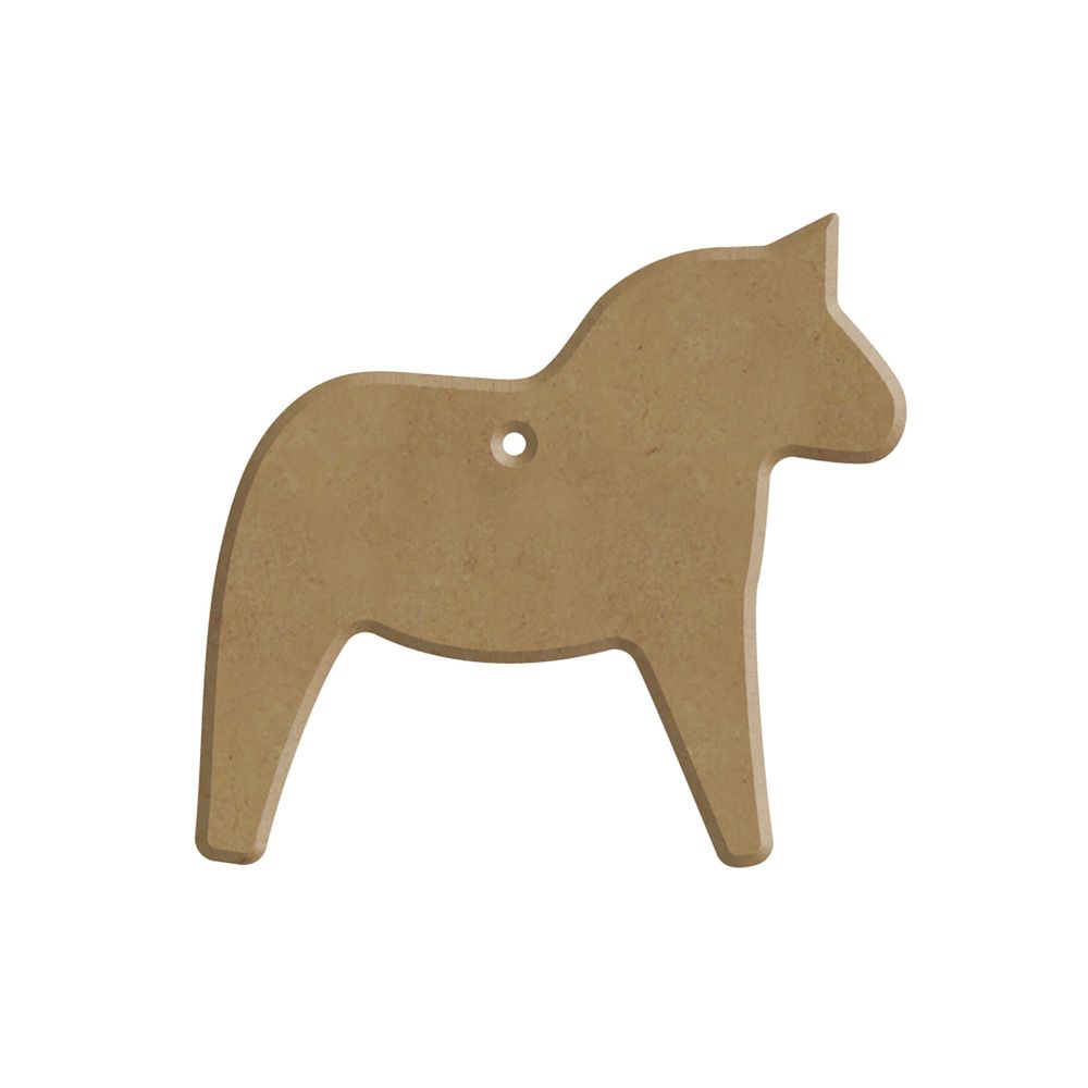 Support à décorer : cheval suédois en bois, coloris naturel - 6x6cm