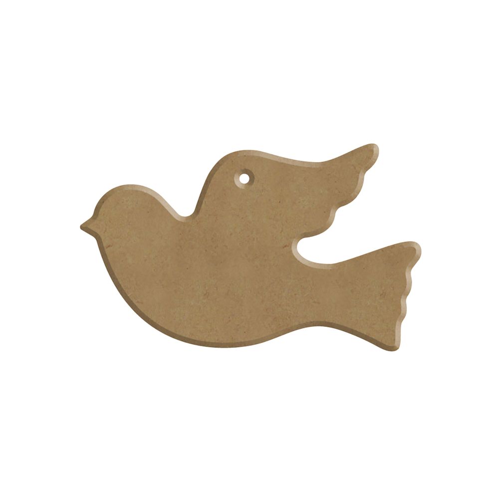 Support à décorer DIY : colombe en bois, coloris naturel - L.4xl.7cm