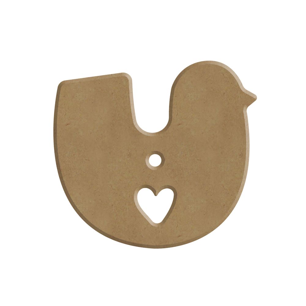 Support à décorer : oiseau cœur en bois, coloris naturel - L.6xl.7cm
