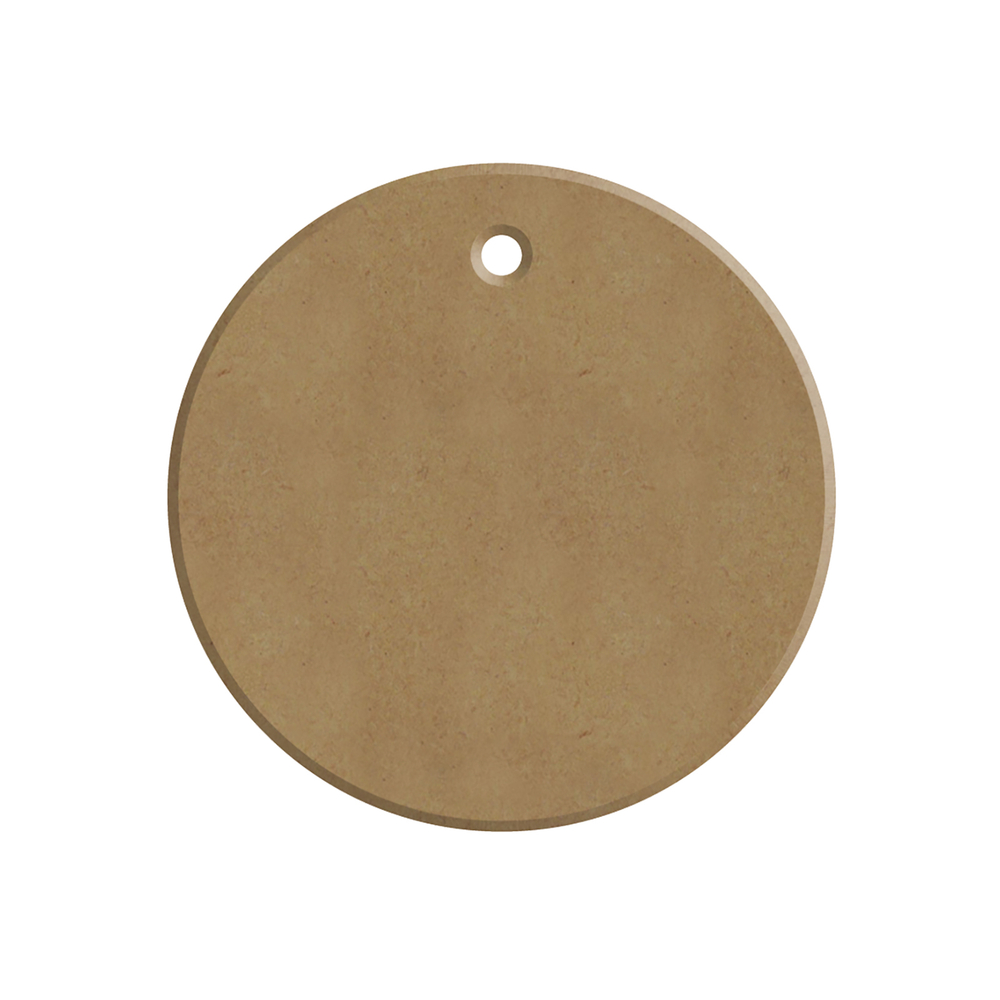 Support à décorer DIY : rond percé en bois, coloris naturel - 7x7cm