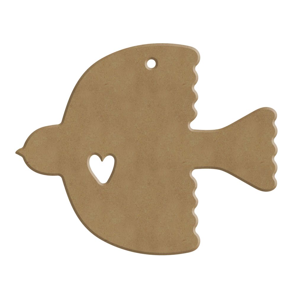 Support à décorer : colombe cœur en bois - L.10xl.12cm