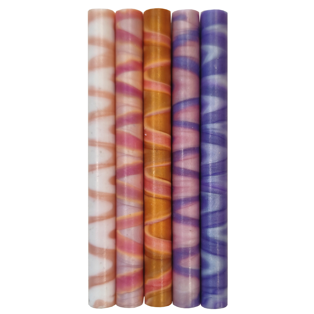5 bâtons de cire à cacheter, effet marbré ambre - H.11,5cm