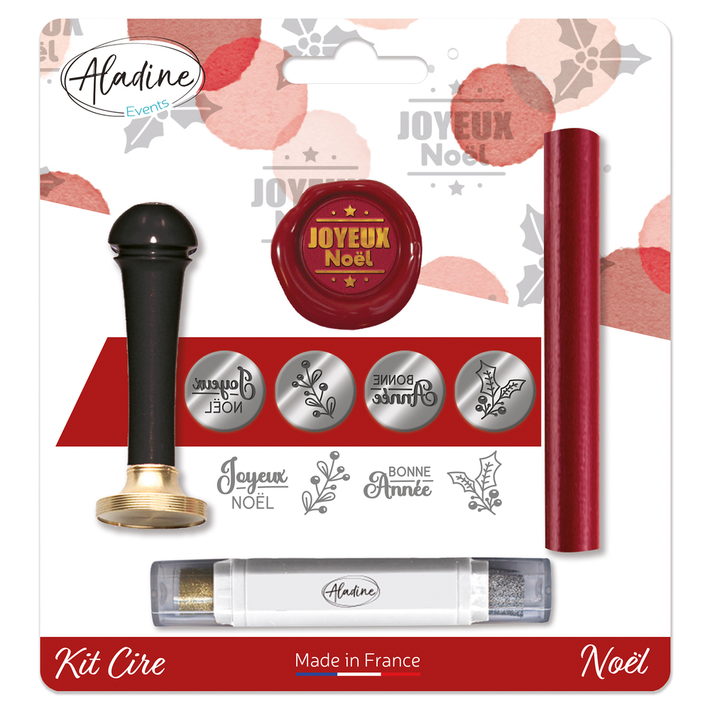 Kit création cachets de Noël et cire, coloris mixte - 7 pièces
