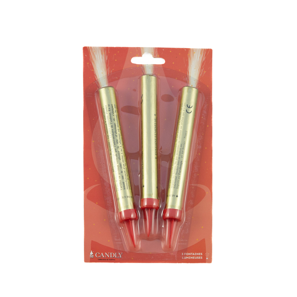 3 fontaines lumineuses, coloris or - H.12cm