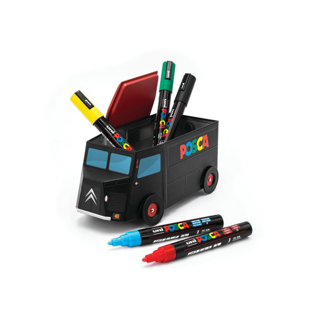 Pot à crayon : camion Citroën collector avec 5 marqueurs - H.10,5cm