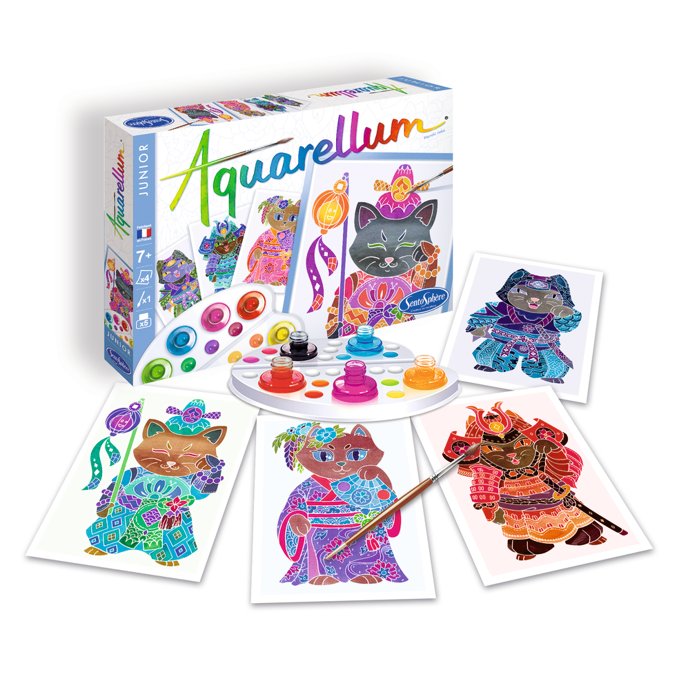Aquarellum junior 'Maneki Neko' : 4 tableaux japonais