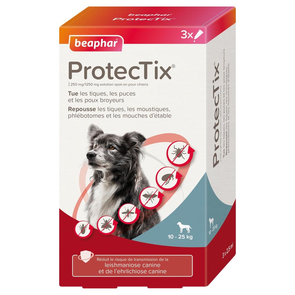 ProtecTix 250 mg/1250 mg pour chien entre 10 et 25 kg - 3 x 2,5 ml