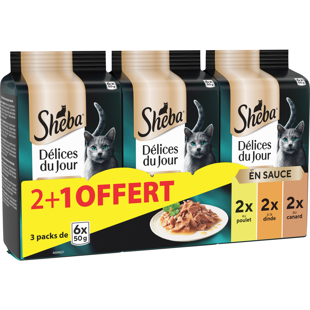 Émincés en sauce pour chat - Délices du jour volaille 2+1 Offert