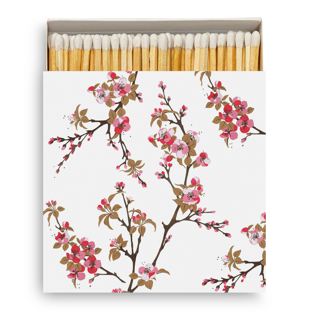 Boîte d’allumettes décorative 'Cerisier': 120 allumettes - H.9,4 cm