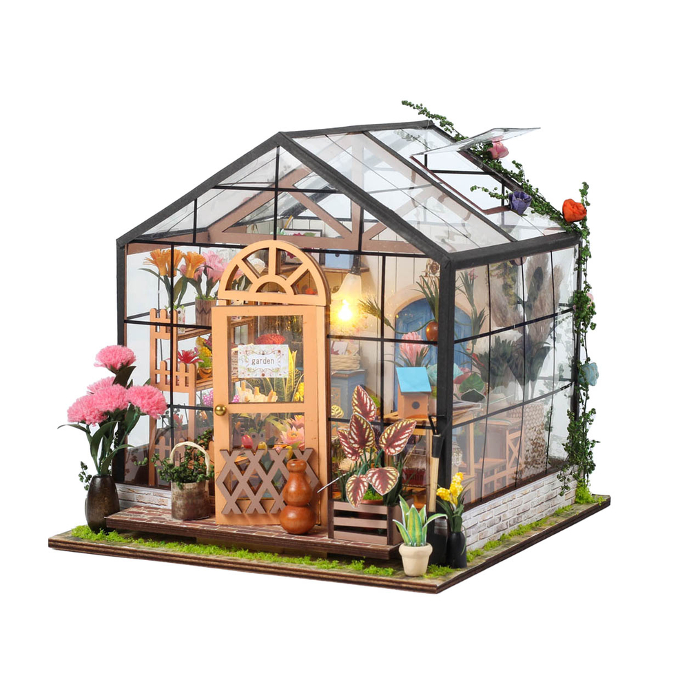 Maquette serre-livres 'book nook', serre fleurie - L.18xH.19cm