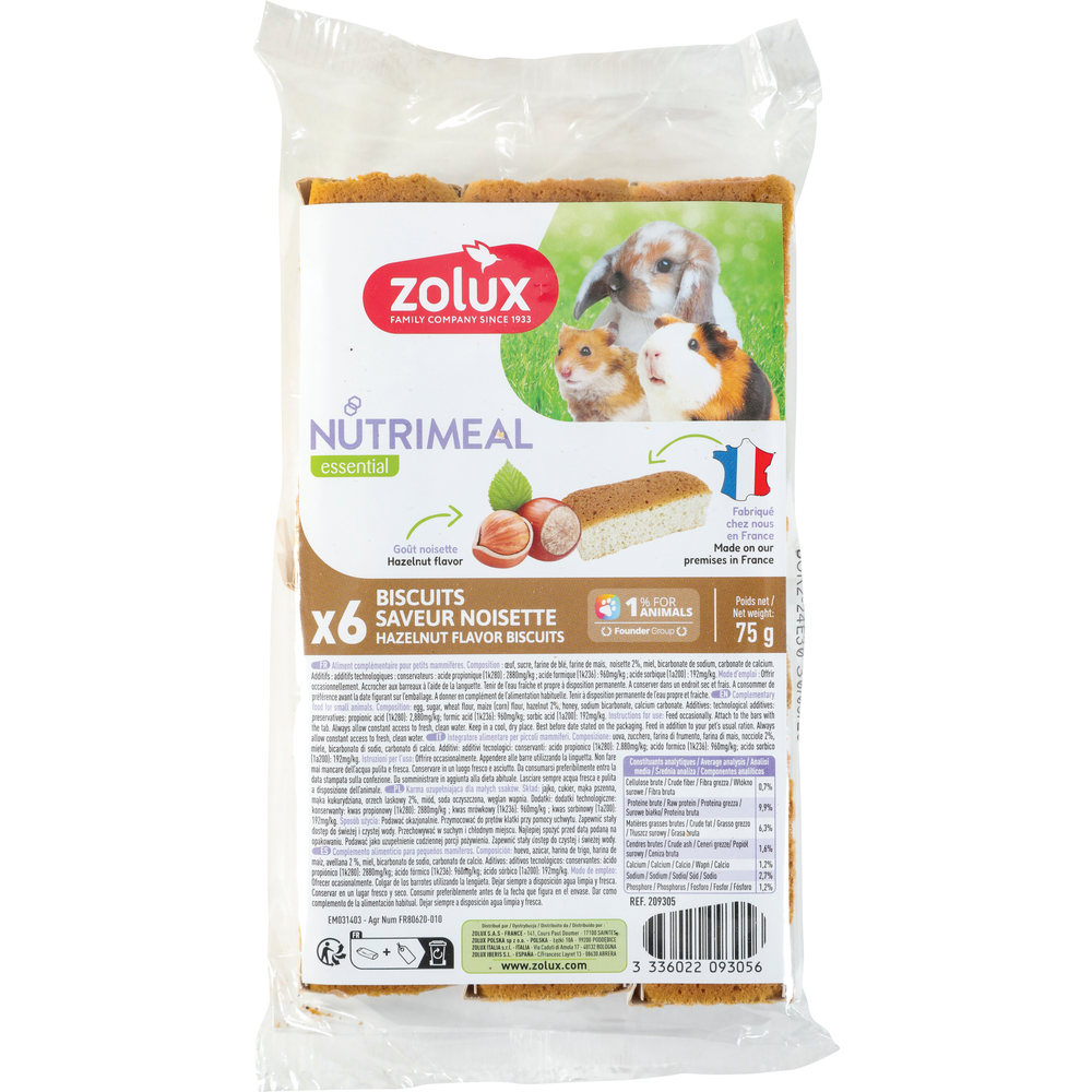 Biscuits Nutrimeal noisette pour rongeurs x6