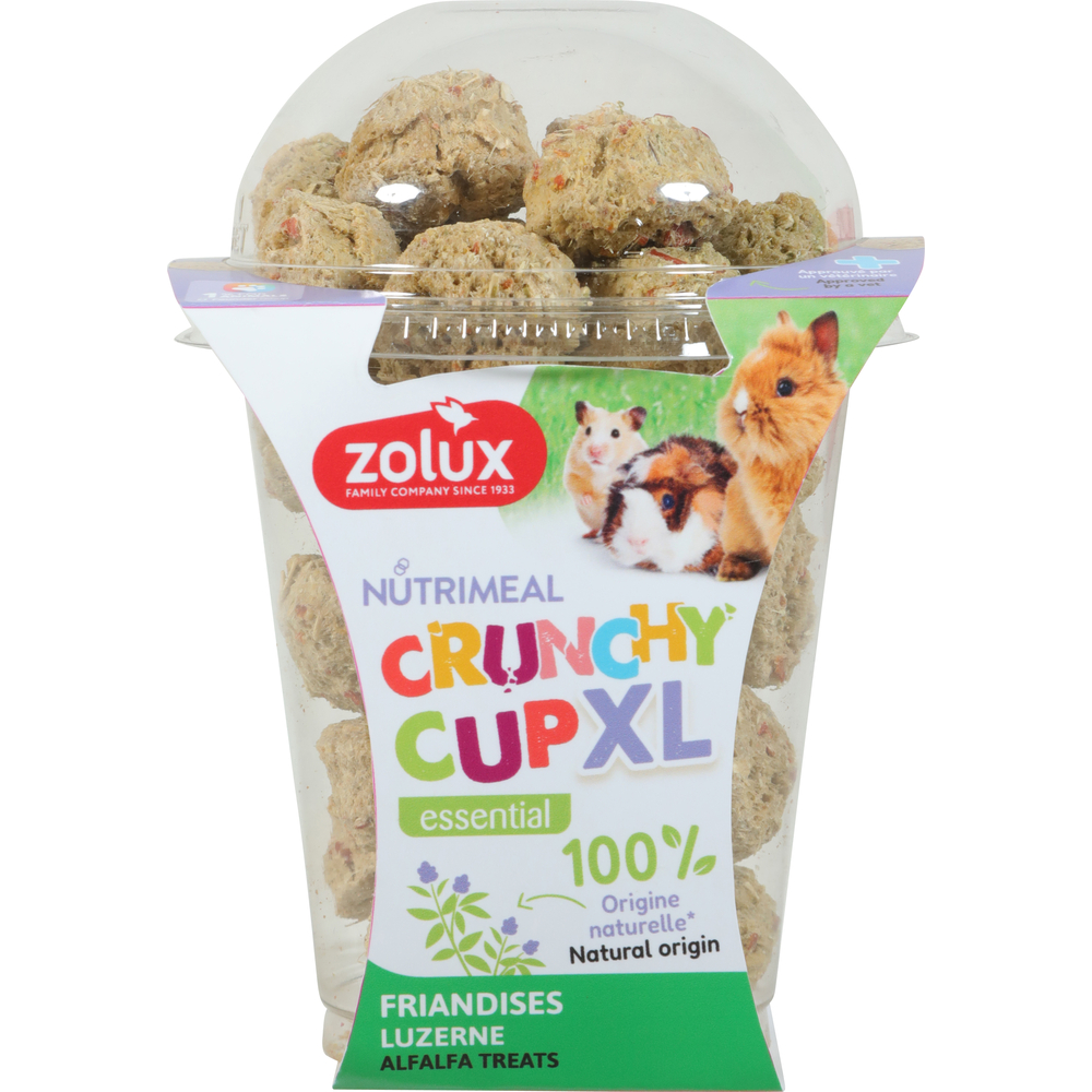 Friandises Crunchy Cup XL Luzerne pour petits mammifères - 190g