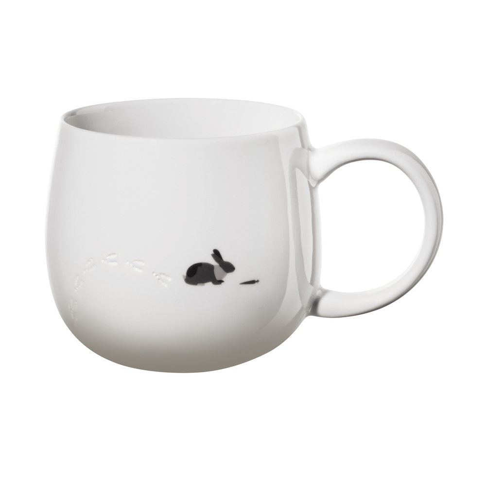 Mug avec relief sablé 'Lapin', coloris blanc - D.10,2cm