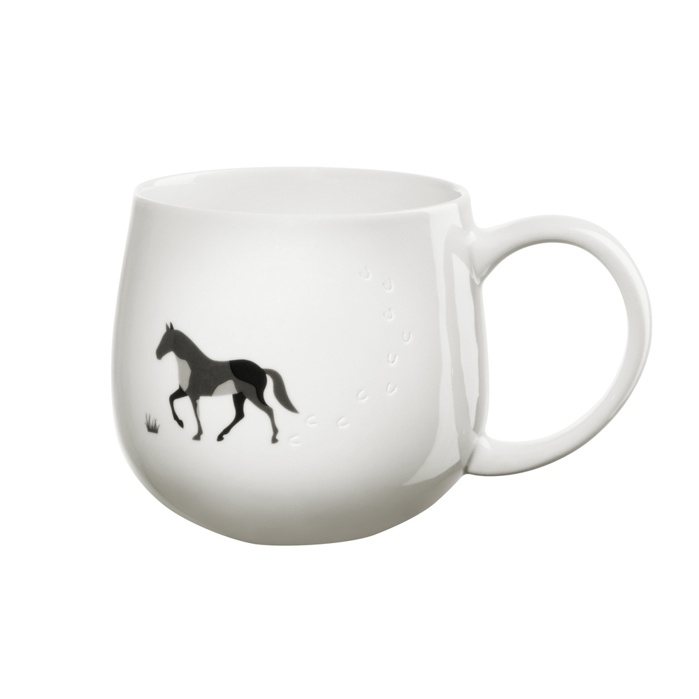 Mug avec relief sablé 'Cheval', coloris blanc - D.10,2cm