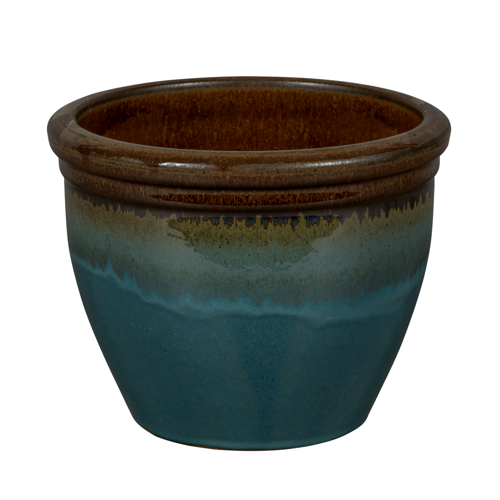 Pot Bicolo, coloris bleu vert D43xH34cm