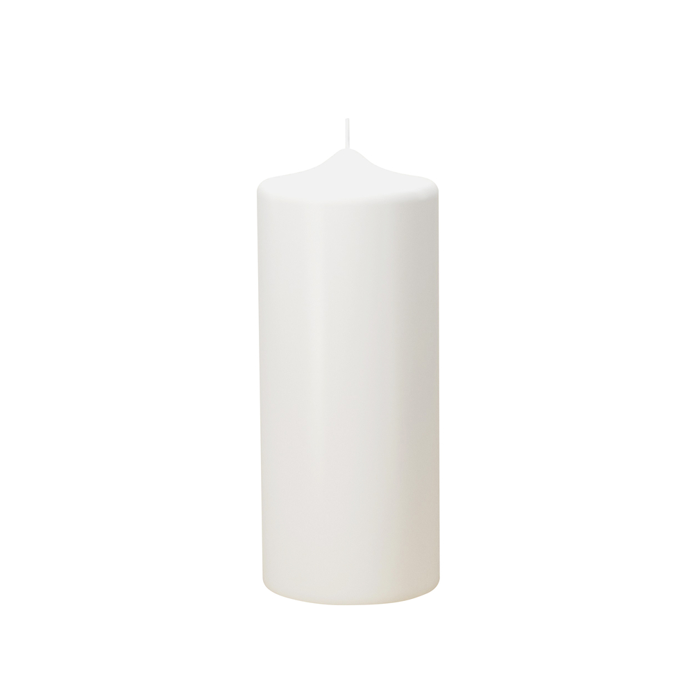 Bougie cylindrique, coloris blanc - H.15xD.6cm