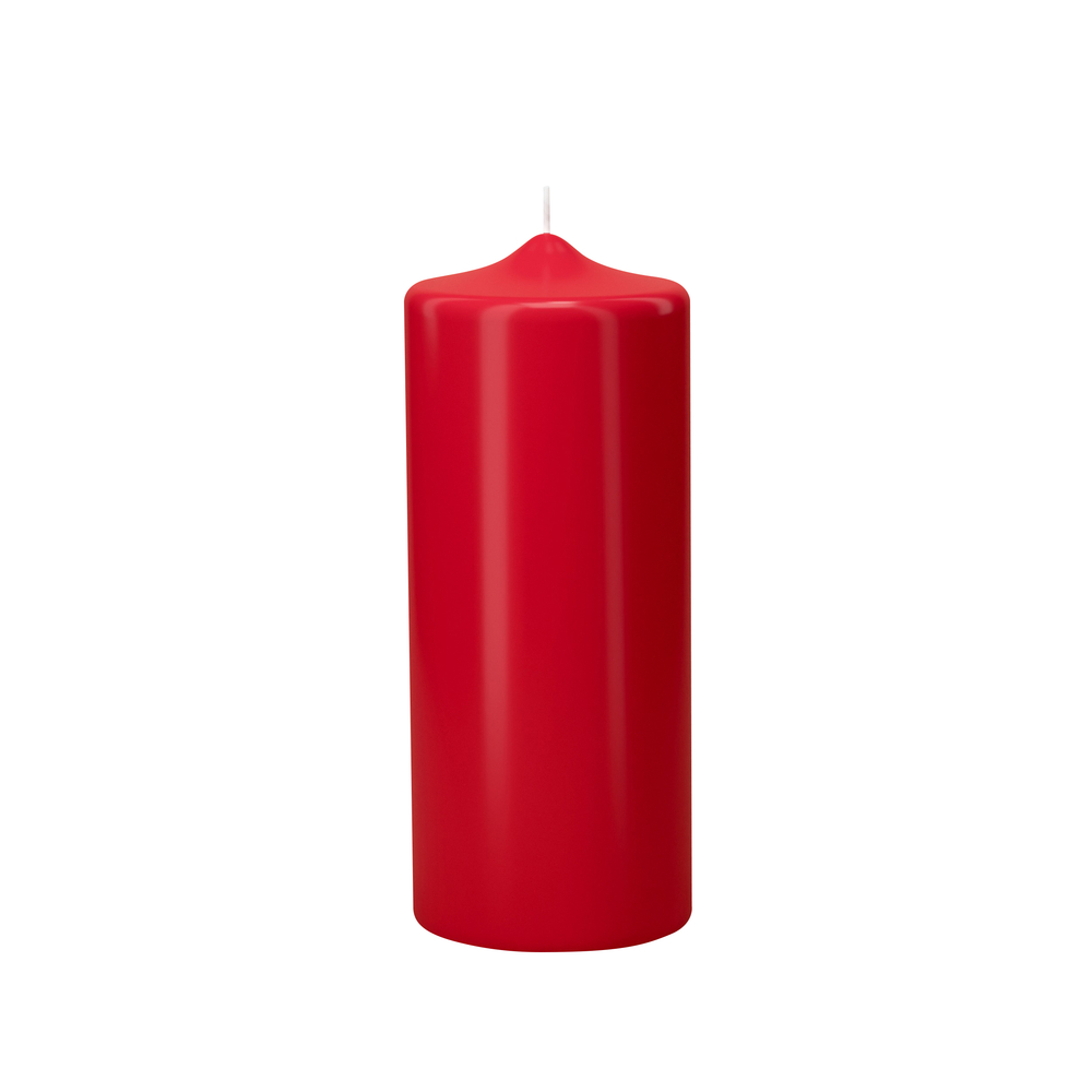 Bougie cylindrique, coloris rouge - H.15xD.6cm