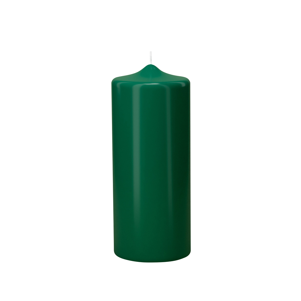 Bougie cylindrique, coloris vert - H.15xD.6cm