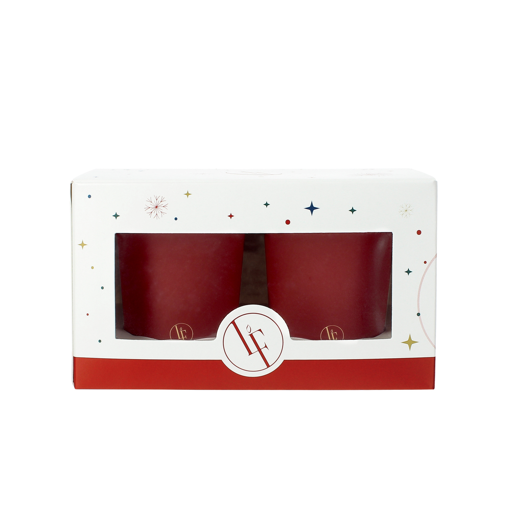 Coffret bougies parfumées, coloris rouge Noël - 2x70g