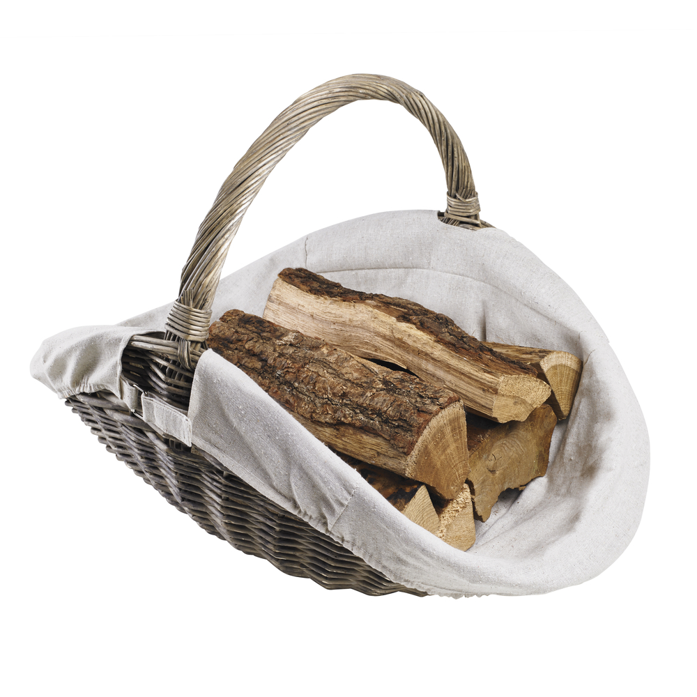 Panier à bois 'Champetre' en osier, coloris noir