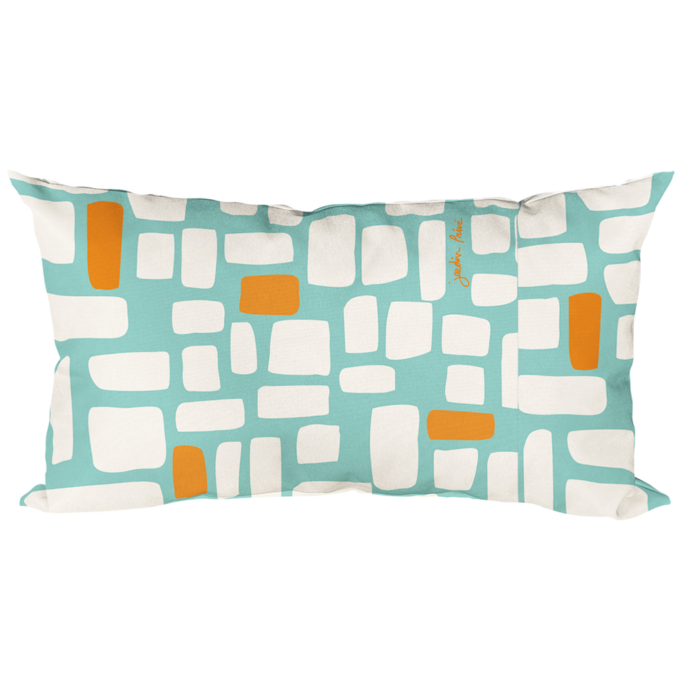 Coussin d'extérieur déco 'Block', coloris émeraude - L.50xl.30cm