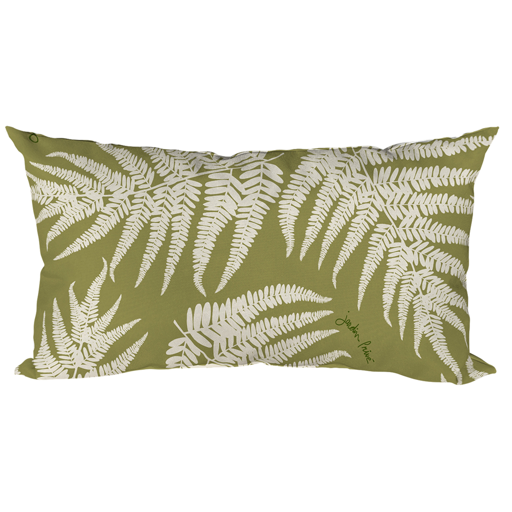 Coussin d'extérieur déco 'Fougère', coloris vert - 50x30cm